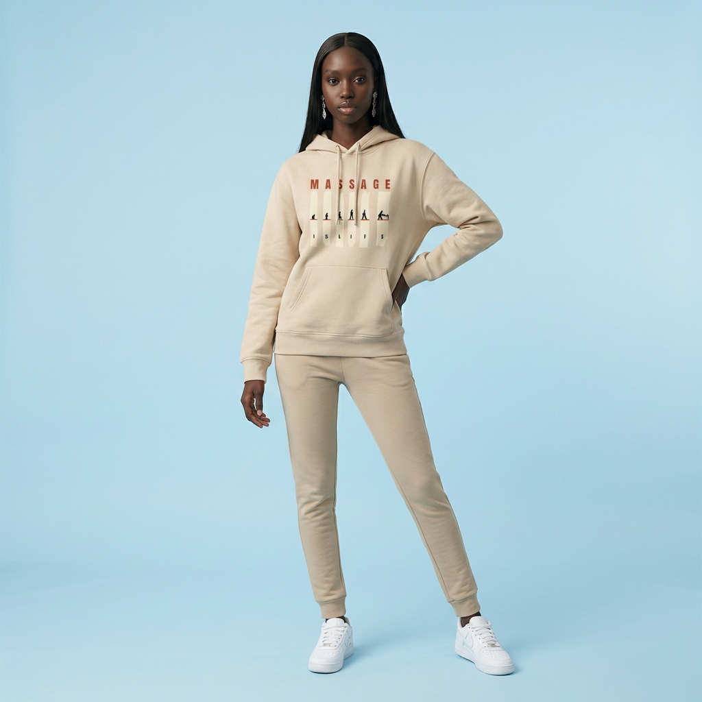 Sweat à capuche bio Massage Is Life, imprimé graphique, look lifestyle doux et confortable