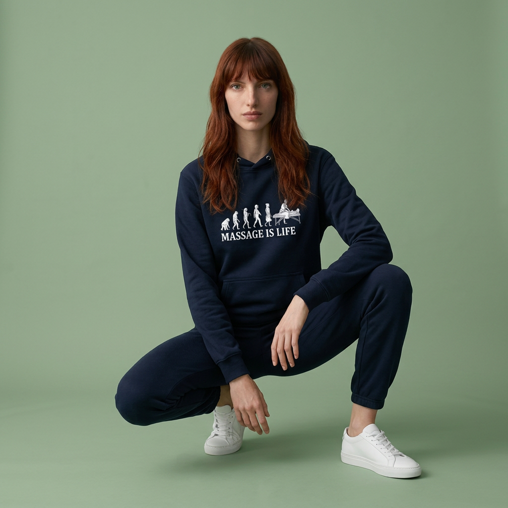 Sweat-shirt bio Massage Is Life avec imprimé évolution, look confort lifestyle bien-être