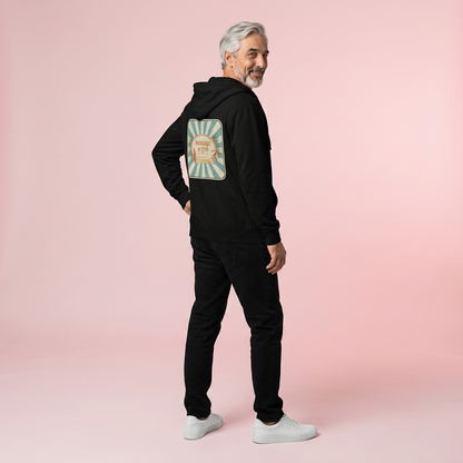 Sweat à capuche noir bio Massage Is Life avec imprimé rétro dos, style bien-être et lifestyle