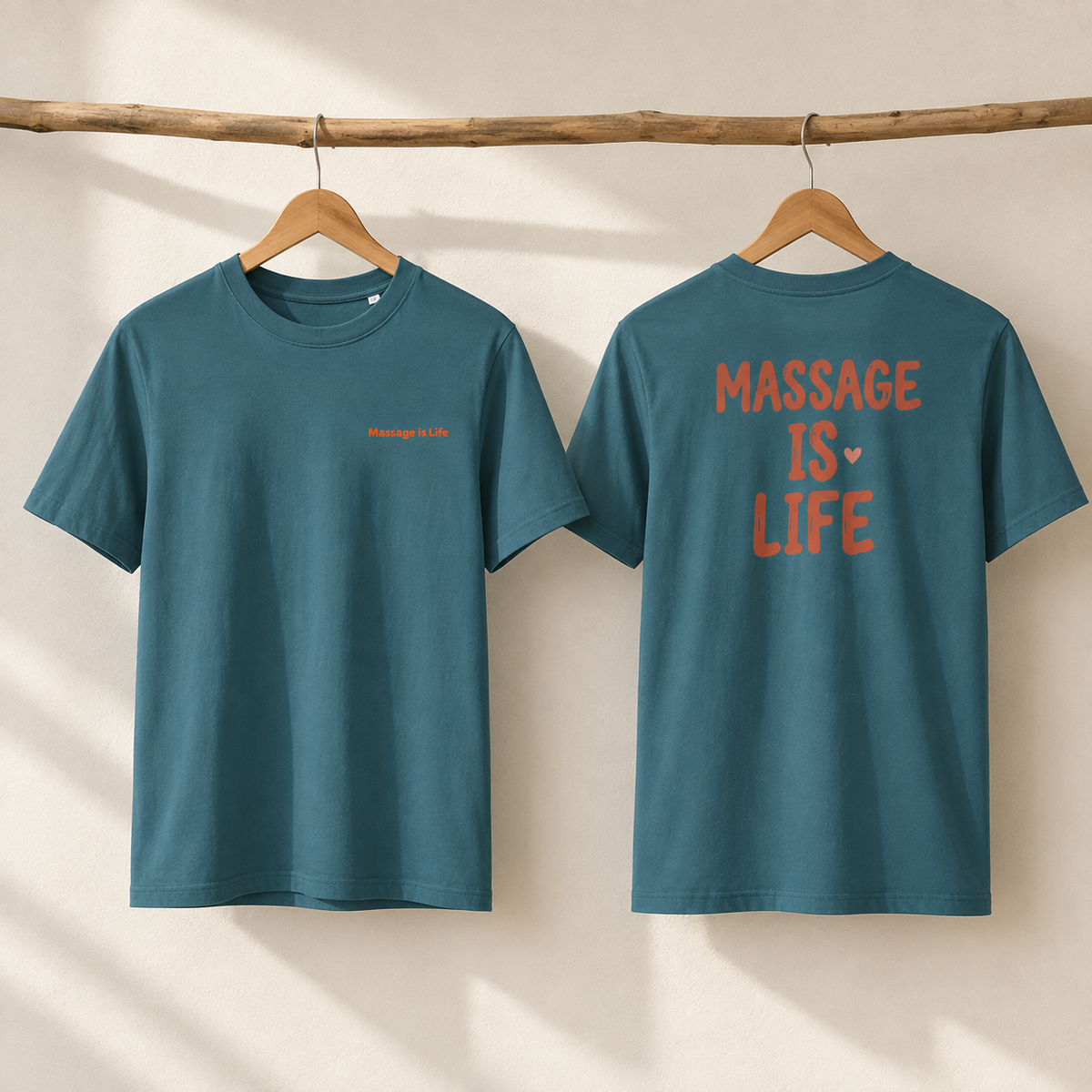 T-shirt bio Massage Is Life, design doux et lifestyle, idéal pour le bien-être